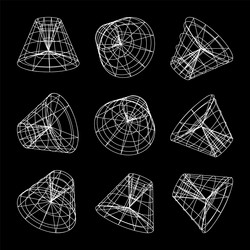 wireframe lined shapes perspective mesh 3d grid vector image