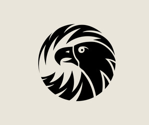 Eagle head in golden circle logo Royalty Free Vector Image