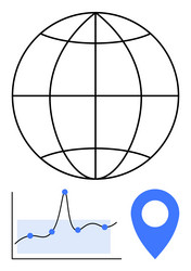 global data insights with graph globe and geo vector image