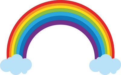 Rainbow with two clouds Royalty Free Vector Image