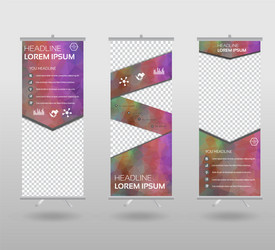 red roll up banner template and info graphics vector image