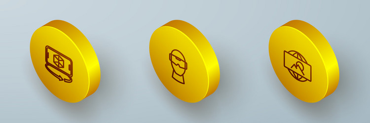 set isometric line 3d modeling virtual reality vector image