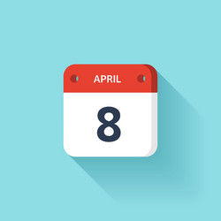 april 8 isometric calendar icon with shadow vector