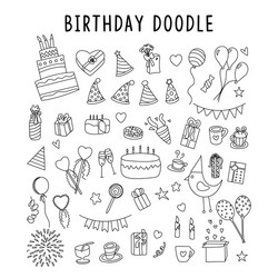 Birthday Doodle Gift Set Vector Image