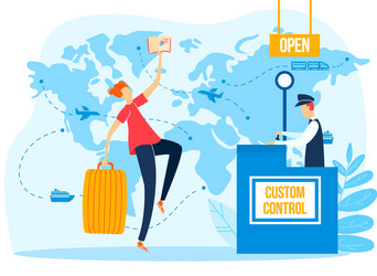 Customs officer concept passport control Vector Image