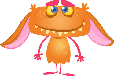 cute happy cartoon monster with big ears vector