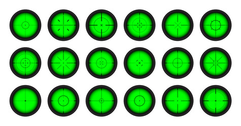 Various sniper rifle sights weapon optical scope Vector Image