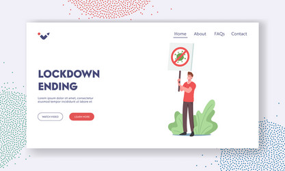 Lockdown ending landing page template male vector