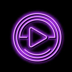 Play arrow neon glow icon vector