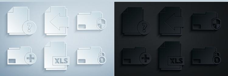 set xls file document folder protection vector image