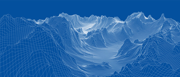 Abstract 3d wire-frame landscape blueprint style vector