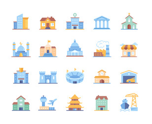 Building Icon Set - Diverse Structures vector image