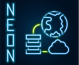 Glowing neon line network cloud connection icon vector