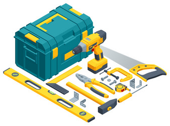 Large set construction tools drill hammer Vector Image