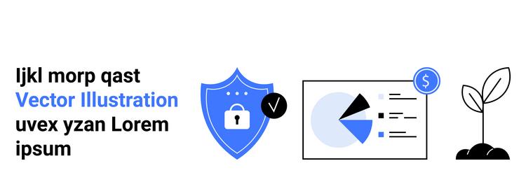 shield with lock data analytics charts vector image