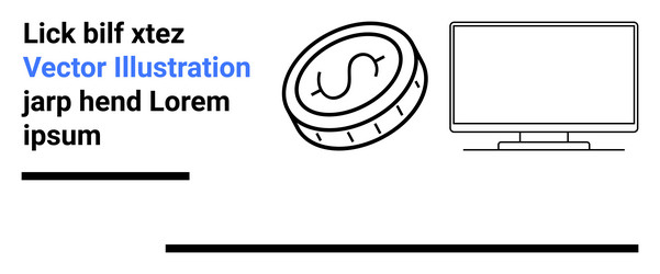 digital finance concept with coin and computer vector image