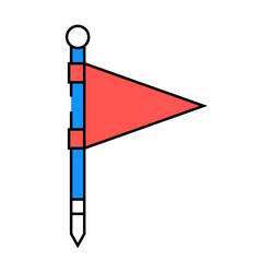 flag red pointer map location icon color vector image