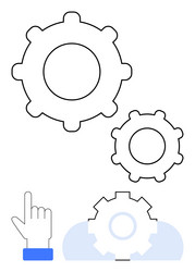 hand pointing at gears with abstract head vector image
