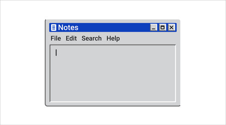 old notes menu in blue color software for editing vector image