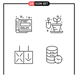set 4 line style icons for web and mobile vector image