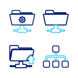 Set line hierarchy organogram chart ftp folder vector