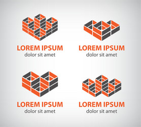set of abstract colorful geometric cube 3d icons vector image