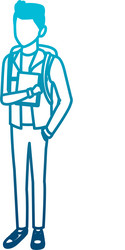 Young man student cartoon Royalty Free Vector Image