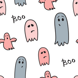 Cute ghosts seamless pattern halloween pastel vector