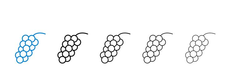 grape icons in five different stroke sizes vector image