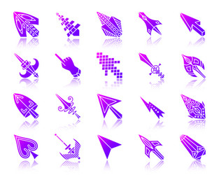 mouse cursor simple gradient icons set vector image