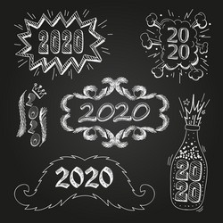 Set numbers 2020 hand drawn comic book vector