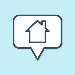 blue line map pointer with house icon isolated vector image