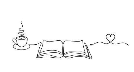 abstract open book with heart as line drawing vector image