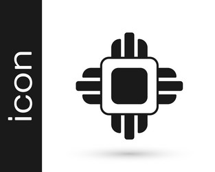 black computer processor with microcircuits cpu vector image