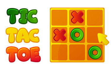tic tac toe ui with arow cursor board logic game vector image