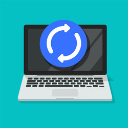 Computer updating or upgrading process icon vector