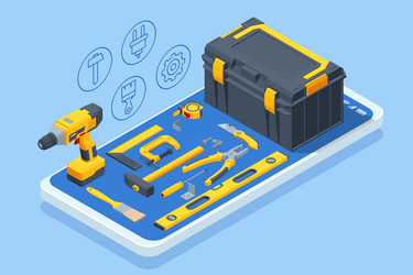 Large set construction tools drill hammer Vector Image
