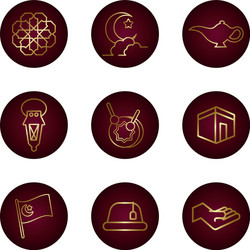 ramadam kareem set block gradient style icons vector image