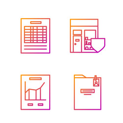 set line personal folder document with graph vector image