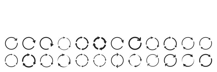 set of circle arrows elements black loading symbol vector image