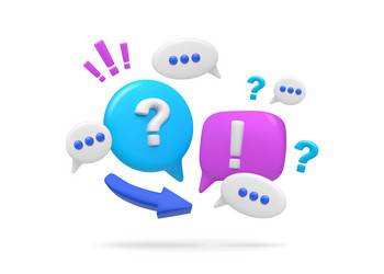 3d question interrogative mark doubt render icon vector image
