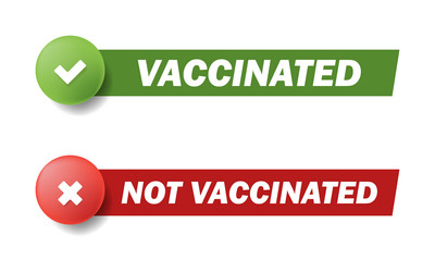 check mark vaccinated or not sticker vector