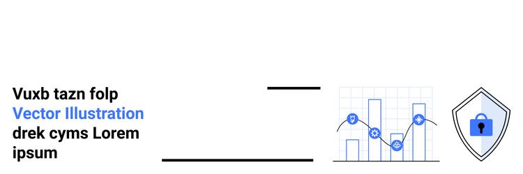 data graph with secure shield representing vector image