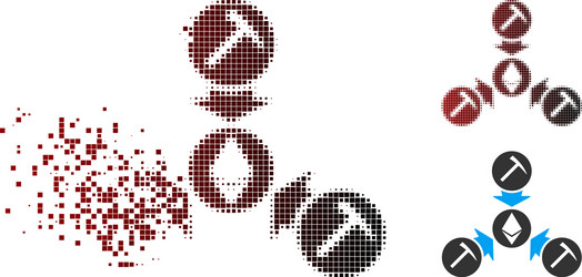 destructed pixel halftone ethereum mining pool vector image