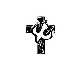 Holy Spirit Cross with Dove Vector Image