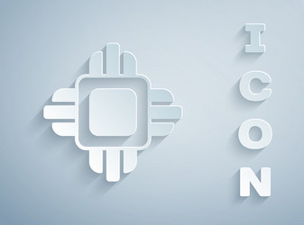paper cut computer processor with microcircuits vector image