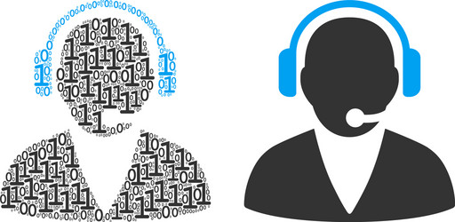 support operator collage of binary digits vector image