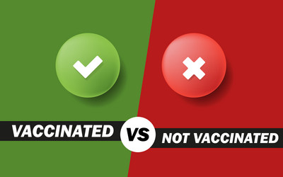 check mark vaccinated vs not banner vector