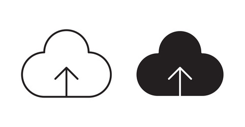 cloud upload icon set in thin line for web vector image