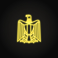 Egyptian eagle icon in glowing neon style vector